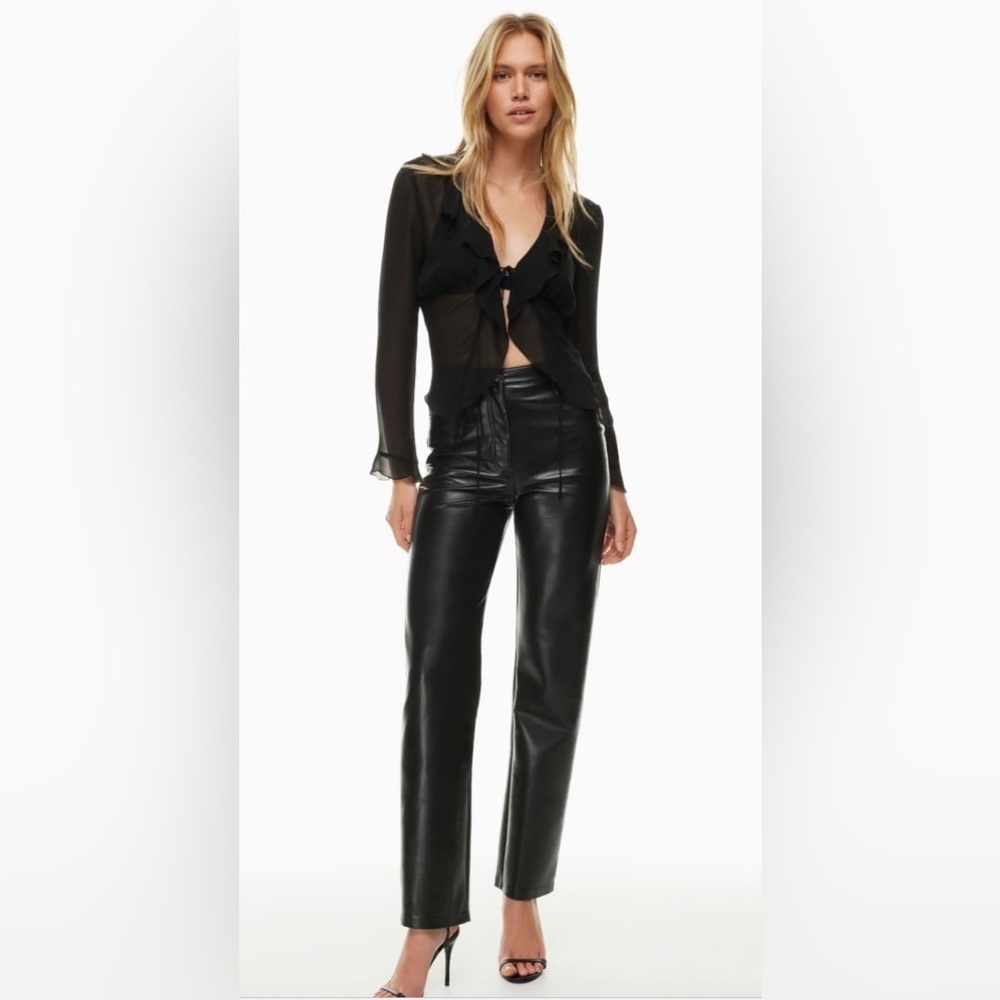 WILFRED Sz 6 The Melina Trouser Vegan Leather High Rise Straight Leg Black NEW
